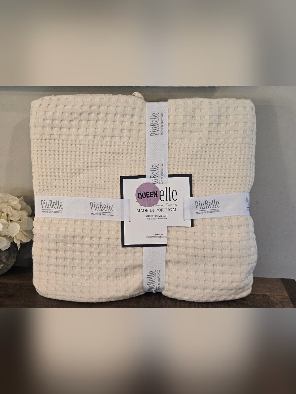 Piubelle Piu Belle Matelasse Queen Waffle  Cotton Ceeam Coverlet BlanketPortugal